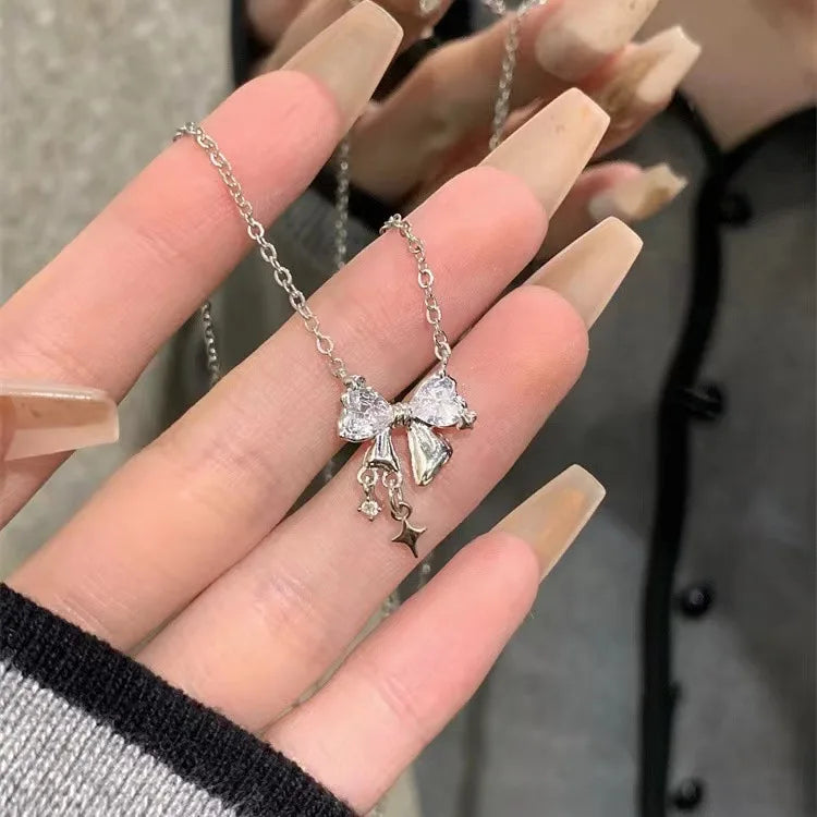 CZTICLE® New design bow pink zircon cross pendant necklace